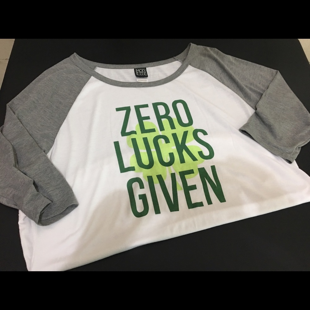 Modern Lux ☘️Zero Lucks Given☘️ 3/4-Sleeve T-Shirt